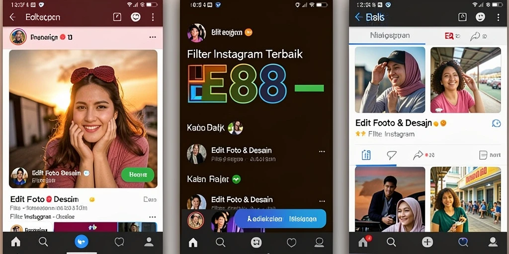 Antarmuka E88 menampilkan berbagai filter Instagram yang menarik dan mudah digunakan.