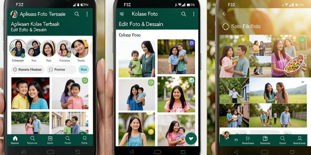 Tampilan antarmuka F32 untuk membuat kolase foto yang menarik.