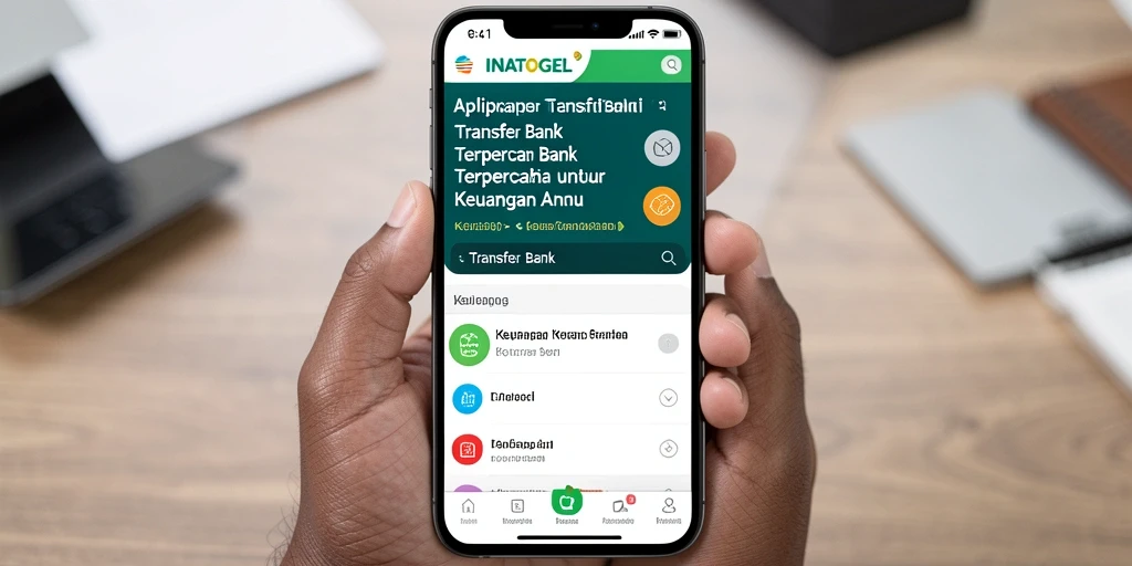 Screenshot antarmuka aplikasi INATOGEL dengan fitur Transfer Bank.