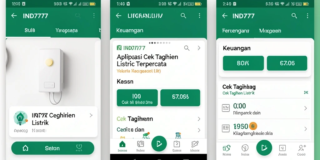 Tampilan antarmuka IND777 untuk cek tagihan listrik yang mudah digunakan.